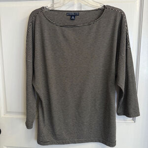 Women's American Living Striped Top XL Black White